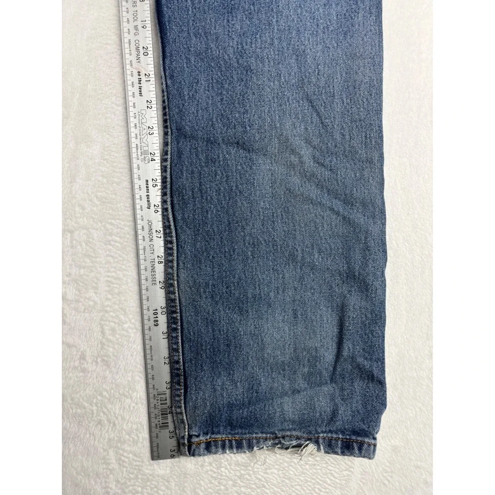 Levis 505 Mens 34x36 Jeans Grungy Medium Blue Washed Denim Distressed True Fade